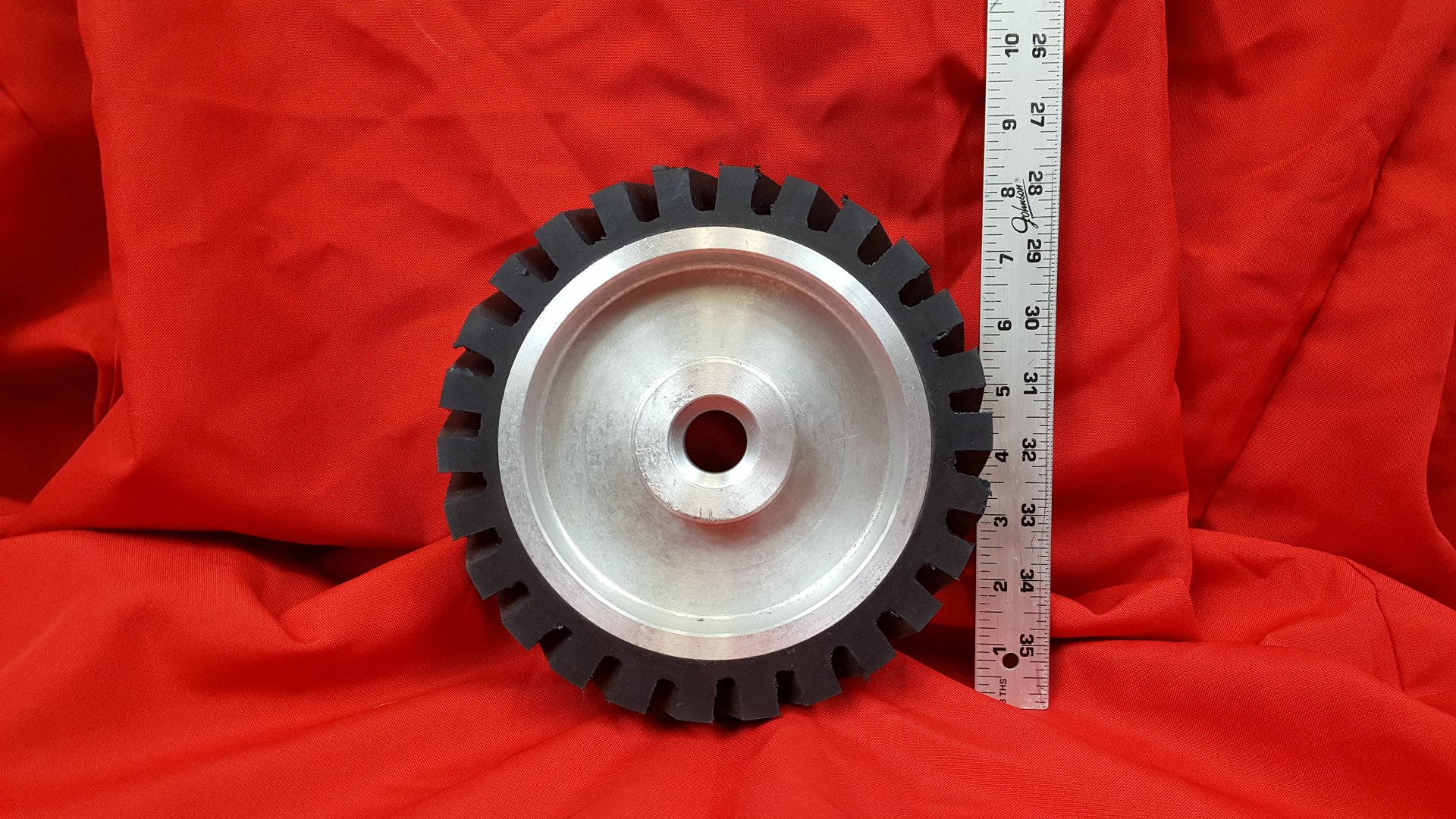 Belt Sander 12" x 2" Rubber Contact Wheel with Supreme Shaft Locking Bearings 